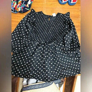 Black White Baby Gap Polka Dot Ruffle Dress Size 2 years